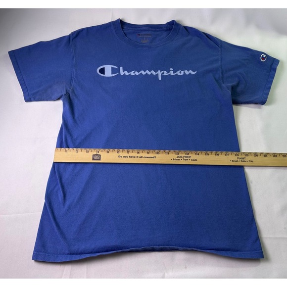 Champion Authentic Athleticwear T-Shirt Blue Script Logo Cotton Mens Size Medium - Picture 6 of 8